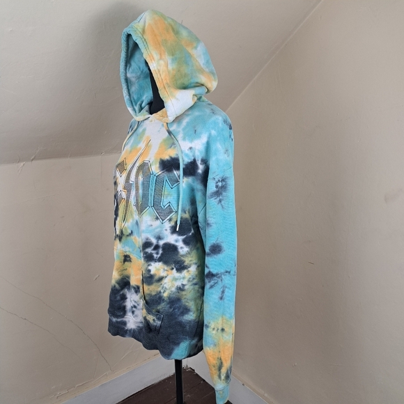 AC/DC Tie Dye Hoodie AC⚡️DC LOGO Pullover Front Pocket Size M - Picture 3 of 11